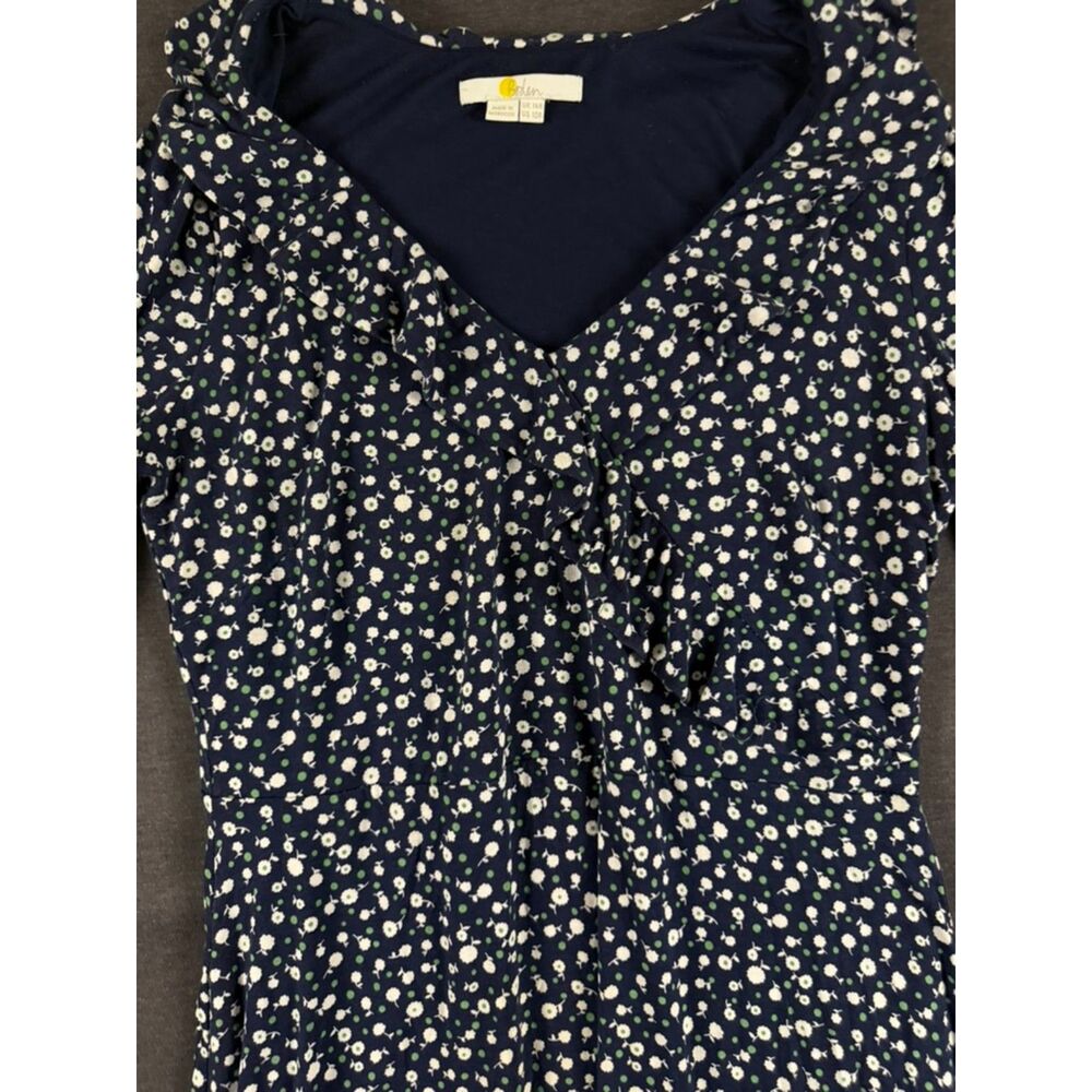 Boden Logan Ruffle Jersey Dress US 10R Navy Ditsy Floral 3/4 Sleeve - Picture 11 of 12